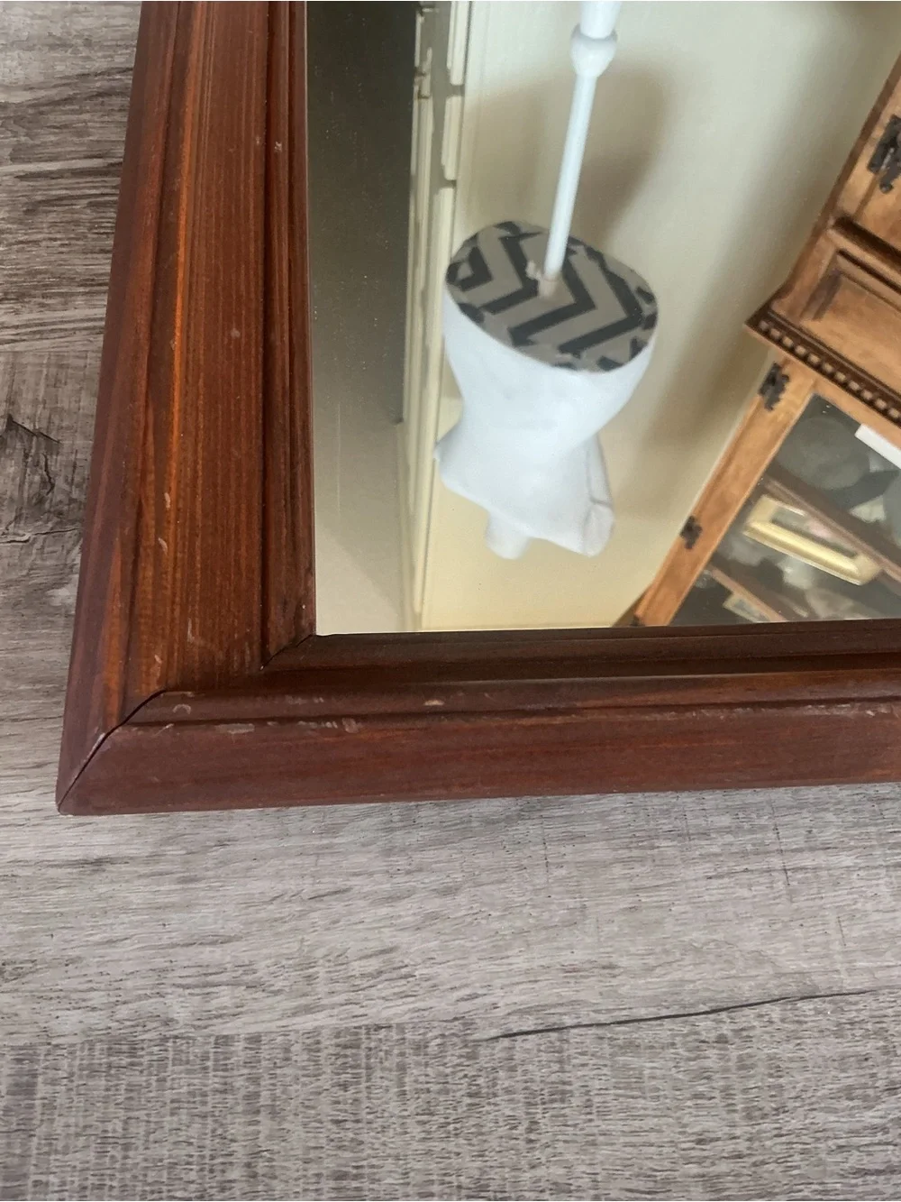 Vintage Wood Framed Wall Mirror 19.5
